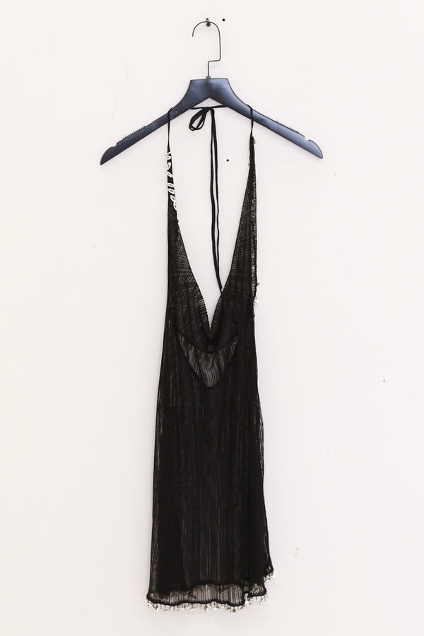 RUI built 25 spring and summer semi-transparent knitted collar dress RUI-RSS25KN06-HEI Onyx Black